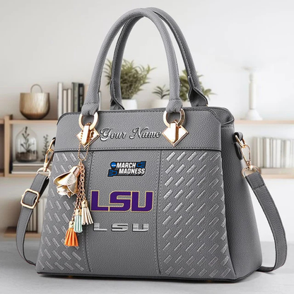 LIMITED EDITION - NEW CUSTOMIZED MAM NCAA13 LST LSU TIGERS ZIP HANDBAG MULTICOLOR