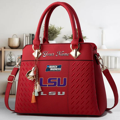 LIMITED EDITION - NEW CUSTOMIZED MAM NCAA13 LST LSU TIGERS ZIP HANDBAG MULTICOLOR