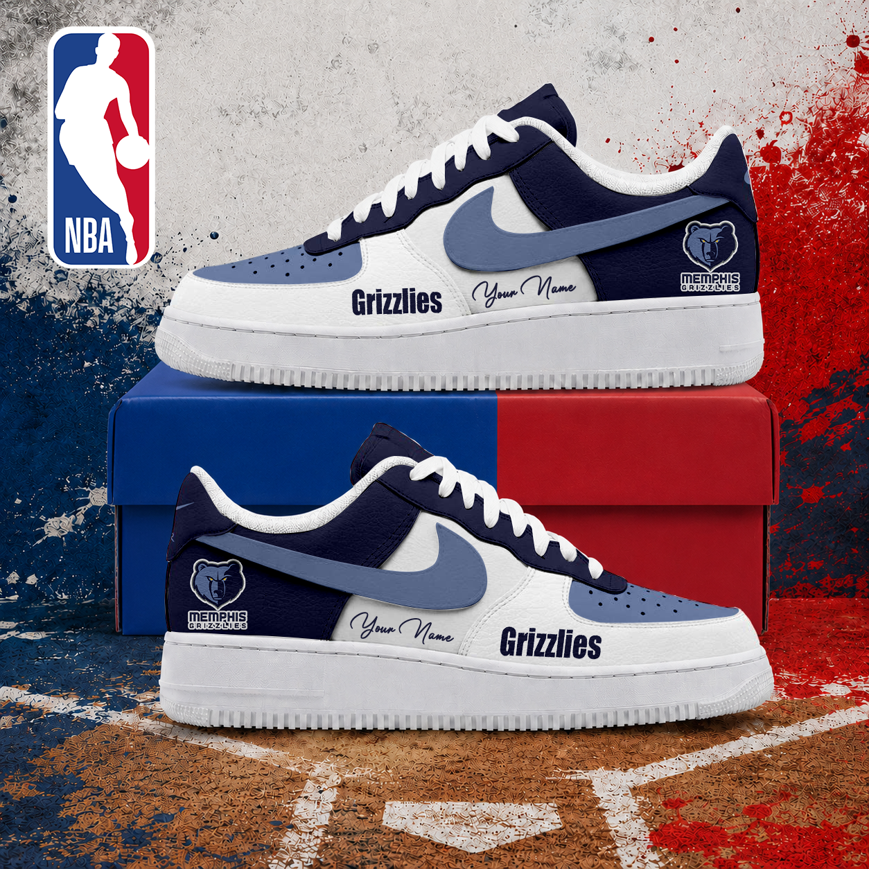 LIMITED EDITION - NEW CUSTOMIZED NBA13 MGR MEMPHIS GRIZZLIES AF1 SNEAKERS