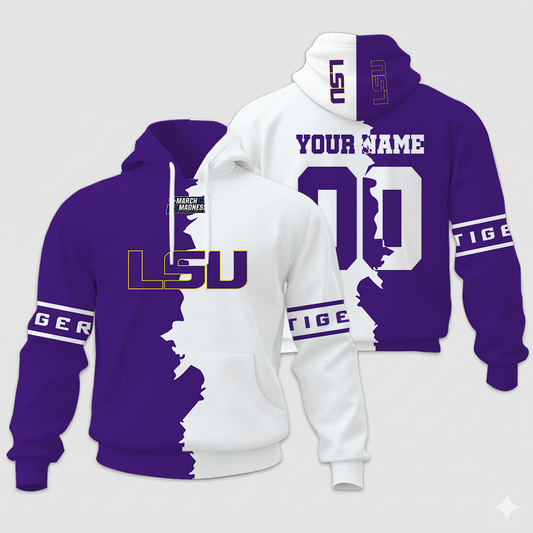 LIMITED EDITION - NEW CUSTOMIZED NCAA MAM13 LST LSU TIGERS UNISEX HOODIE & ZIP HOODIE