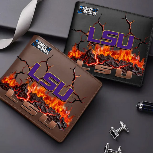 LIMITED EDITION - NEW CUSTOMIZED MAM NCAA13 LST LSU TIGERS LEATHER WALLET