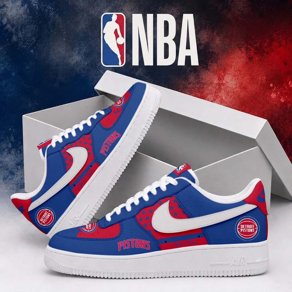 LIMITED EDITION - NEW CUSTOMIZED NBA14 DPI DETROIT PISTONS AF1 SHOES