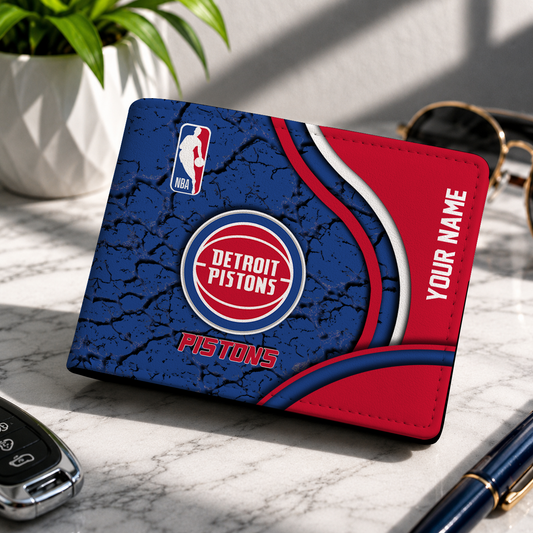 VIRAL EDITION - NEW CUSTOMIZED NBA14 DPI DETROIT PISTONS LEATHER WALLET