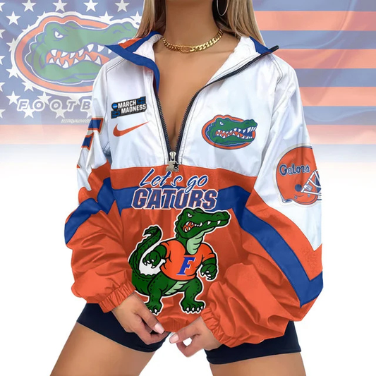 LIMITED EDITION - NEW CUSTOMIZED MAM NCAA14 FLG FL GATORS V-NECK ZIPPER SWEATSHIRT JACKET