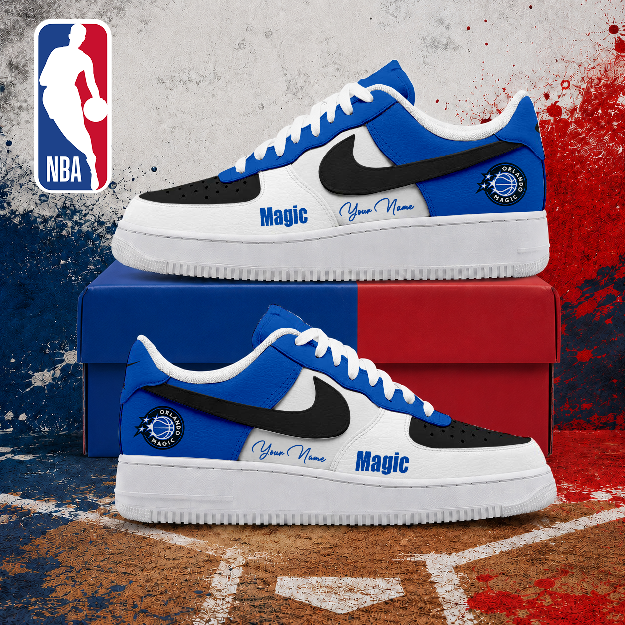 LIMITED EDITION - NEW CUSTOMIZED NBA15 OMA ORLANDO MAGIC AF1 SNEAKERS
