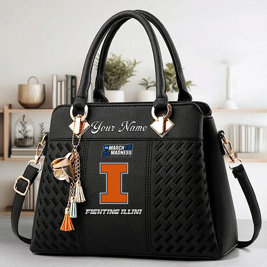 LIMITED EDITION - NEW CUSTOMIZED MAM NCAA15 IFI IL FIGHTING ILLINI ZIP HANDBAG MULTICOLOR