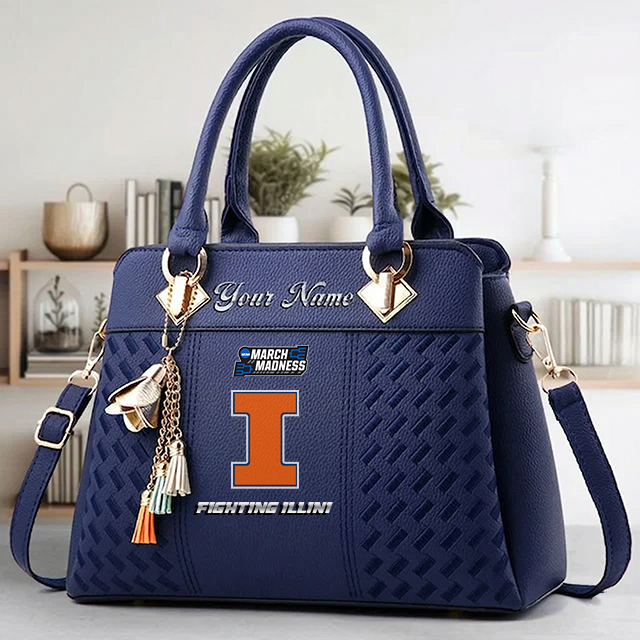 LIMITED EDITION - NEW CUSTOMIZED MAM NCAA15 IFI IL FIGHTING ILLINI ZIP HANDBAG MULTICOLOR