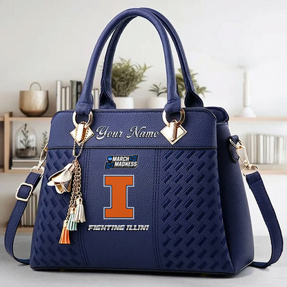 LIMITED EDITION - NEW CUSTOMIZED MAM NCAA15 IFI IL FIGHTING ILLINI ZIP HANDBAG MULTICOLOR