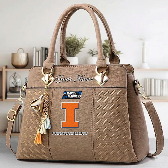 LIMITED EDITION - NEW CUSTOMIZED MAM NCAA15 IFI IL FIGHTING ILLINI ZIP HANDBAG MULTICOLOR