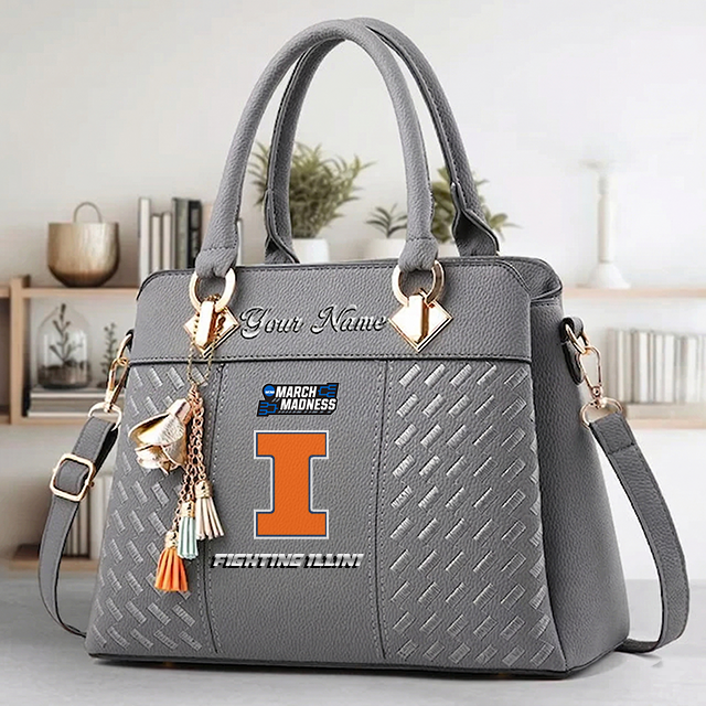 LIMITED EDITION - NEW CUSTOMIZED MAM NCAA15 IFI IL FIGHTING ILLINI ZIP HANDBAG MULTICOLOR
