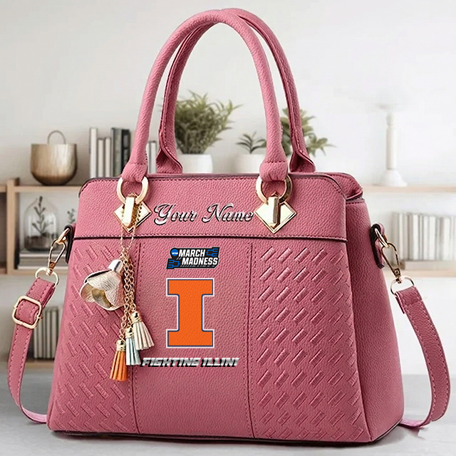 LIMITED EDITION - NEW CUSTOMIZED MAM NCAA15 IFI IL FIGHTING ILLINI ZIP HANDBAG MULTICOLOR