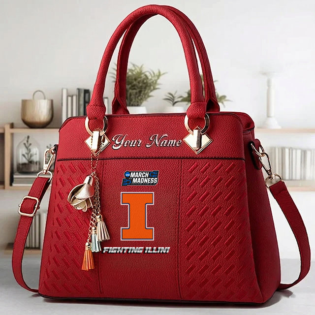LIMITED EDITION - NEW CUSTOMIZED MAM NCAA15 IFI IL FIGHTING ILLINI ZIP HANDBAG MULTICOLOR