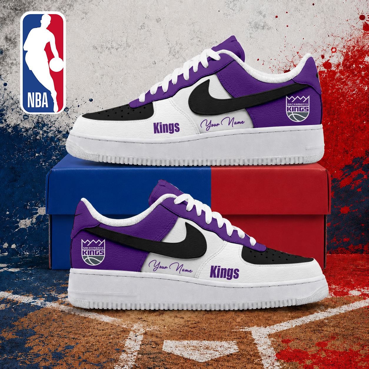 LIMITED EDITION - NEW CUSTOMIZED NBA16 SKI SACRAMENTO KINGS AF1 SNEAKERS