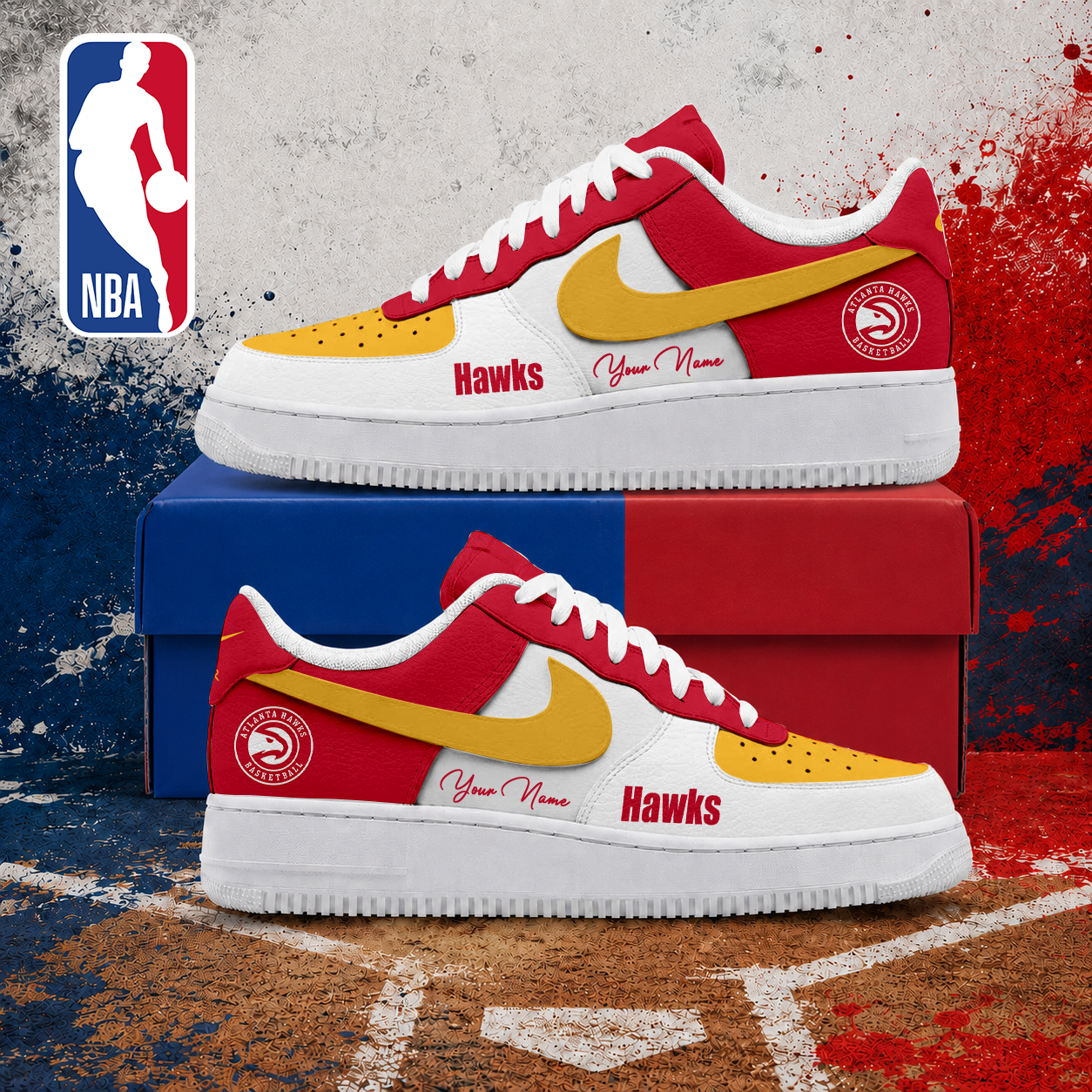 LIMITED EDITION - NEW CUSTOMIZED NBA17 AHA ATLANTA HAWKS AF1 SNEAKERS
