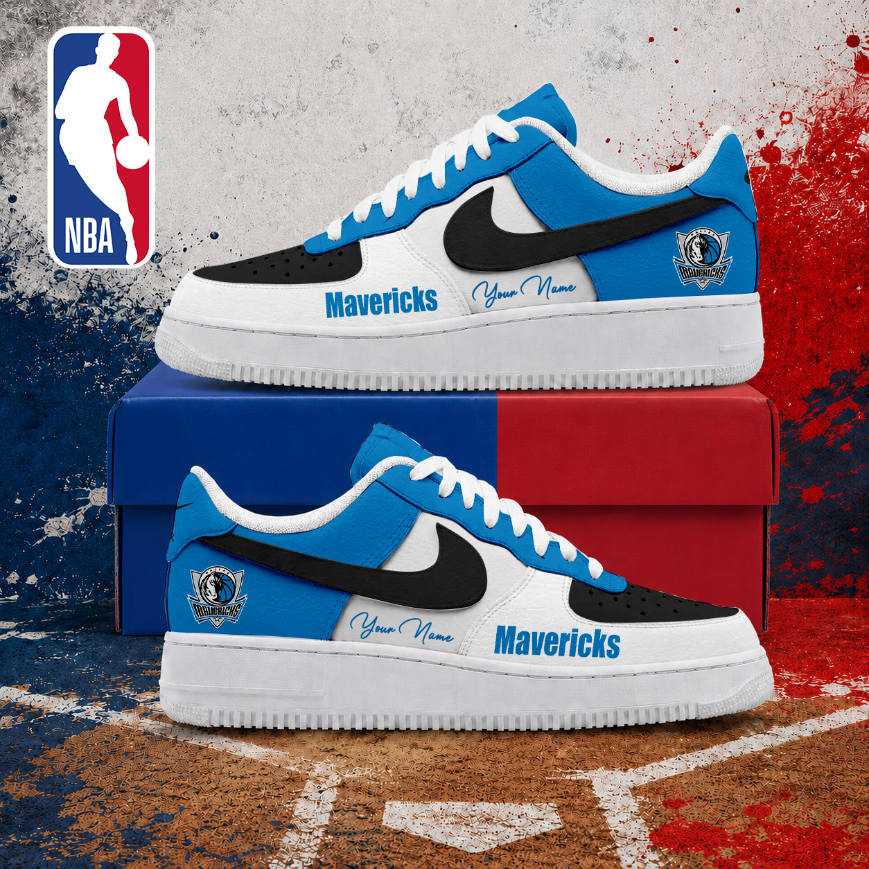 LIMITED EDITION - NEW CUSTOMIZED NBA18 DMA DALLAS MAVERICKS AF1 SNEAKERS