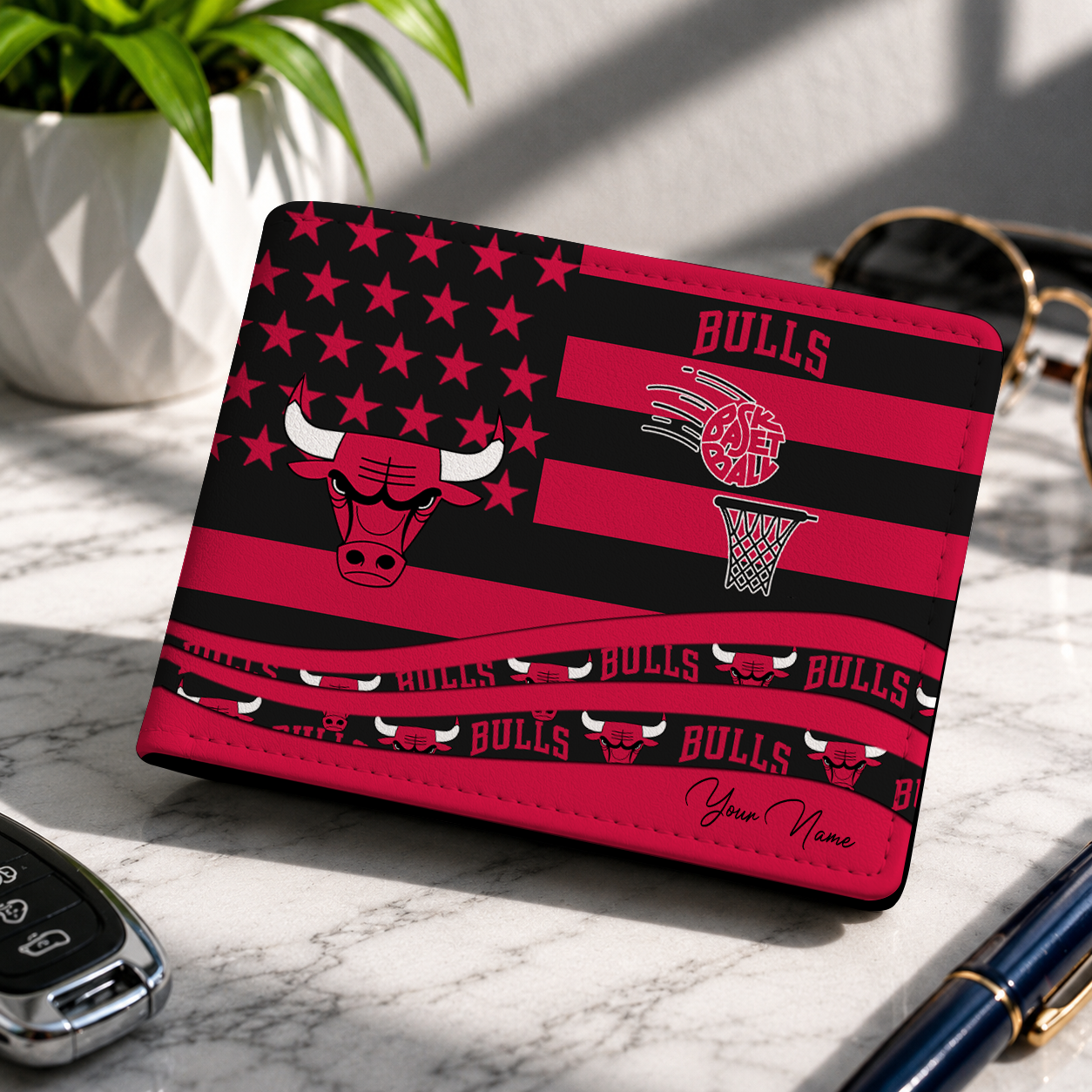 LIMITED EDITION - NEW CUSTOMIZED NBA19 CBU CHICAGO BULLS LEATHER WALLET