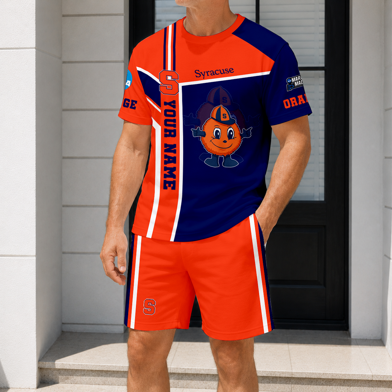 ELITE EDITION - NEW CUSTOMIZED NCAA MAM19 SYO SYRACUSE ORANGE T-SHIRT & SHORT PANTS SET