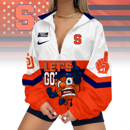 LIMITED EDITION - NEW CUSTOMIZED MAM NCAA19 SYO SY ORANGE V-NECK ZIPPER SWEATSHIRT JACKET