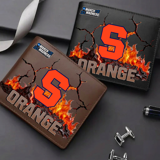 LIMITED EDITION - NEW CUSTOMIZED MAM NCAA19 SYO SY ORANGE LEATHER WALLET