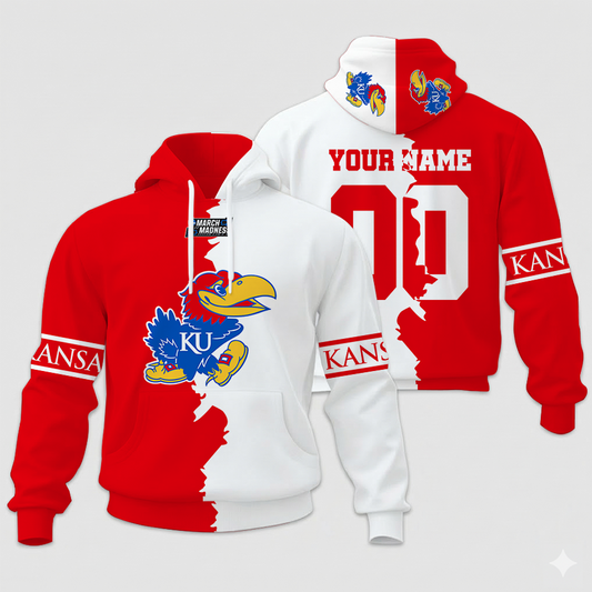 LIMITED EDITION - NEW CUSTOMIZED NCAA MAM01 KSJ KS JAYHAWKS UNISEX HOODIE & ZIP HOODIE