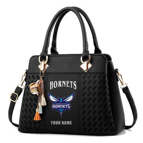 LIMITED EDITION - NEW CUSTOMIZED NBA27 CHO CHARLOTTE HORNETS ZIP HANDBAG MULTICOLOR
