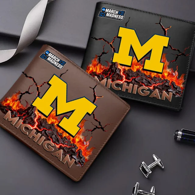 LIMITED EDITION - NEW CUSTOMIZED MAM NCAA02 MIW MI WOLVERINES LEATHER WALLET