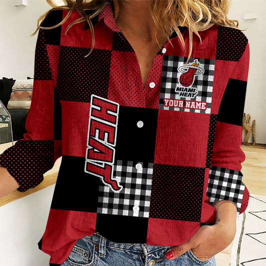 LIMITED EDITION - NEW CUSTOMIZED NBA20 MHE MIAMI HEAT WOMEN CASUAL SHIRT FOR FAN