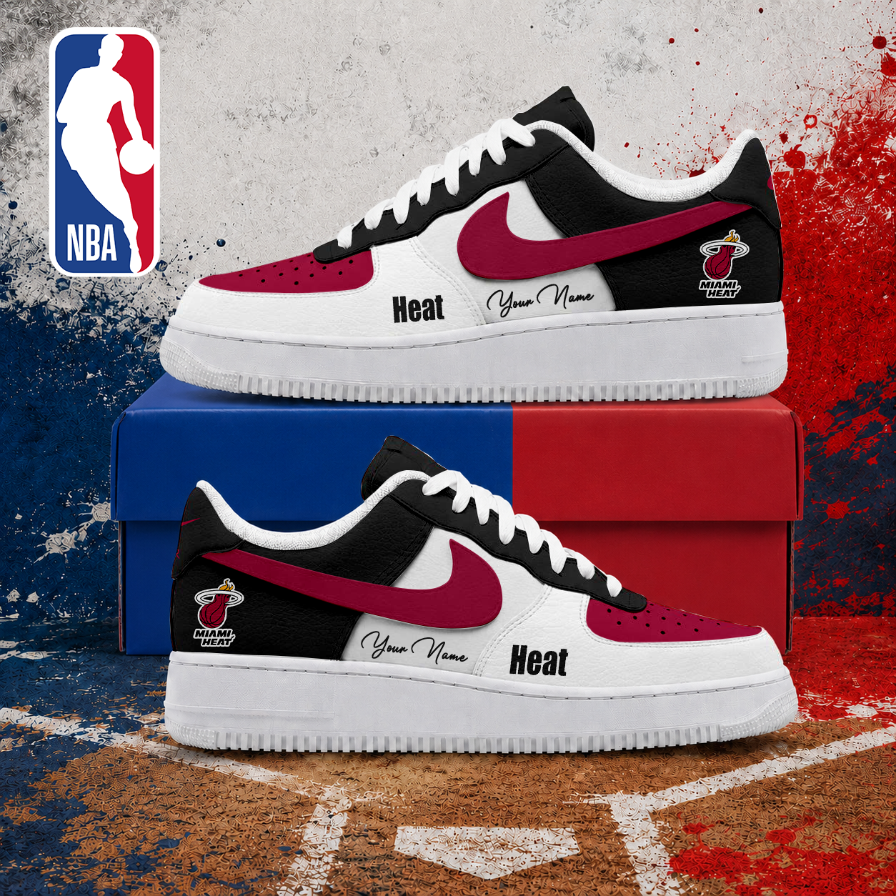 LIMITED EDITION - NEW CUSTOMIZED NBA20 MHE MIAMI HEAT AF1 SNEAKERS