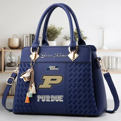 LIMITED EDITION - NEW CUSTOMIZED MAM NCAA20 PUB PU BOILERMAKERS ZIP HANDBAG MULTICOLOR