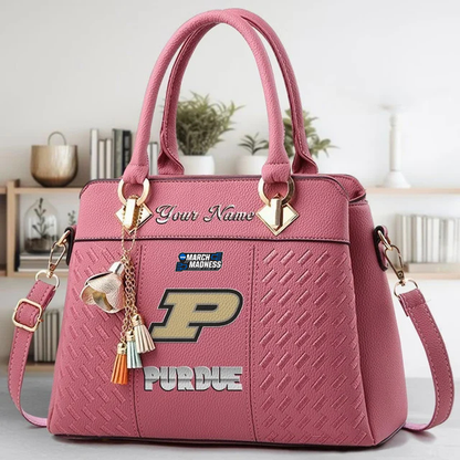 LIMITED EDITION - NEW CUSTOMIZED MAM NCAA20 PUB PU BOILERMAKERS ZIP HANDBAG MULTICOLOR