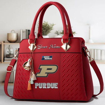 LIMITED EDITION - NEW CUSTOMIZED MAM NCAA20 PUB PU BOILERMAKERS ZIP HANDBAG MULTICOLOR