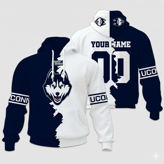 LIMITED EDITION - NEW CUSTOMIZED NCAA MAM21 UCH UC HUSKIES UNISEX HOODIE & ZIP HOODIE