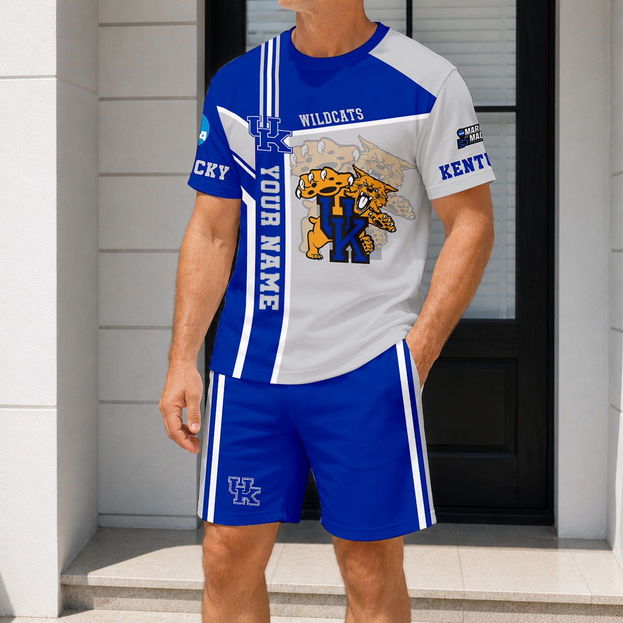 ELITE EDITION - NEW CUSTOMIZED NCAA MAM22 KEW KENTUCKY WILDCATS T-SHIRT & SHORT PANTS SET