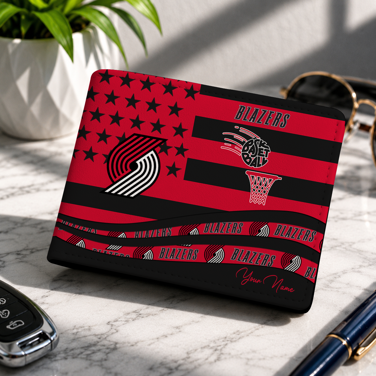 LIMITED EDITION - NEW CUSTOMIZED NBA22 PTB PORTLAND TRAIL BLAZERS LEATHER WALLET