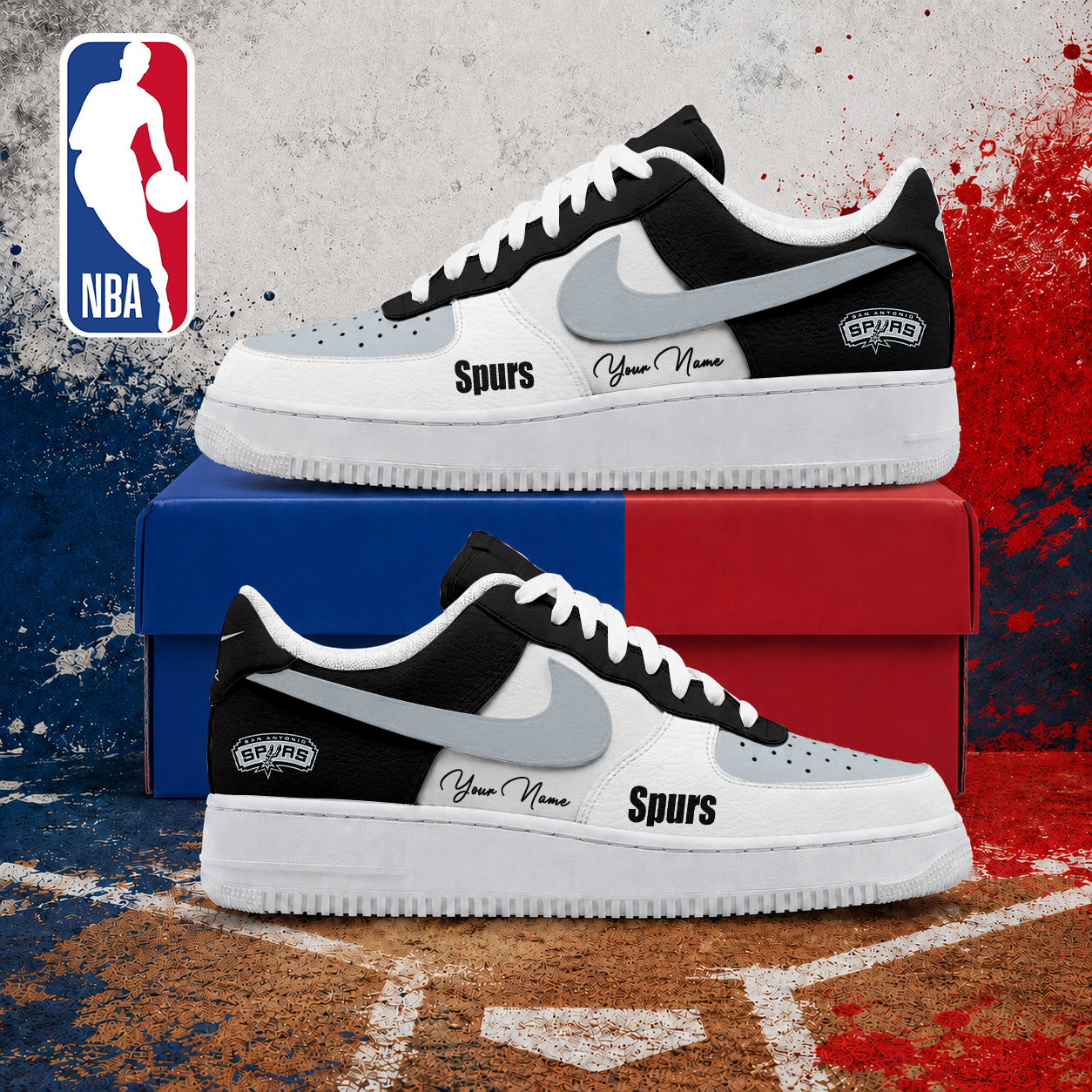 LIMITED EDITION - NEW CUSTOMIZED NBA23 SAS SAN ANTONIO SPURS AF1 SNEAKERS