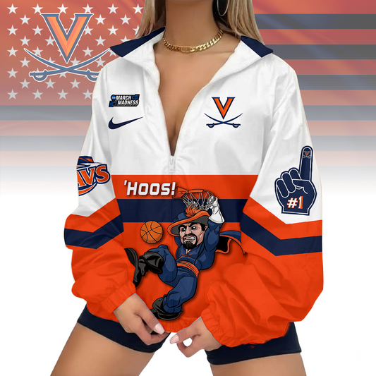LIMITED EDITION - NEW CUSTOMIZED MAM NCAA23 VIC VI CAVALIERS V-NECK ZIPPER SWEATSHIRT JACKET