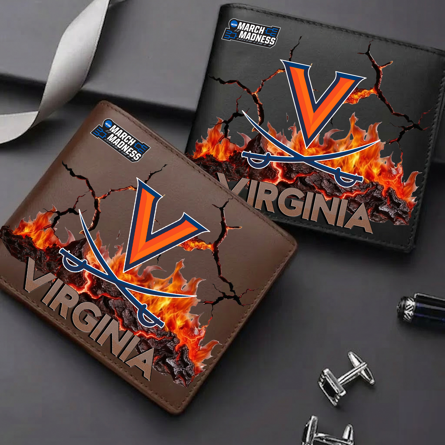 LIMITED EDITION - NEW CUSTOMIZED MAM NCAA23 VIC VI CAVALIERS LEATHER WALLET