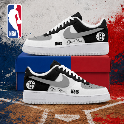 LIMITED EDITION - NEW CUSTOMIZED NBA25 BNE BROOKLYN NETS AF1 SNEAKERS