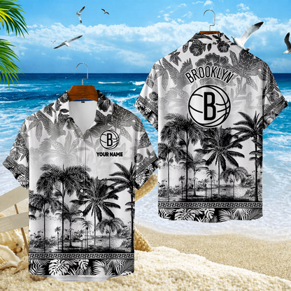 FINAL CLEARANCE - NEW CUSTOMIZED NBA25 BNE BROOKLYN NETS UNISEX HAWAIIAN SHIRT