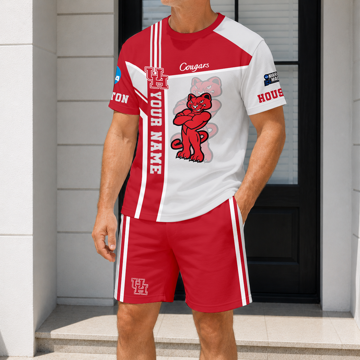 ELITE EDITION - NEW CUSTOMIZED NCAA MAM26 HOC HOUSTON COUGARS T-SHIRT & SHORT PANTS SET