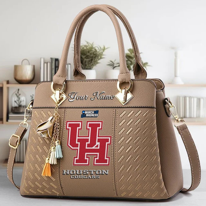 LIMITED EDITION - NEW CUSTOMIZED MAM NCAA26 HOC HO COUGARS ZIP HANDBAG MULTICOLOR
