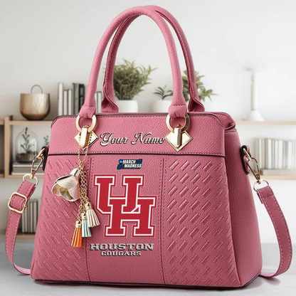 LIMITED EDITION - NEW CUSTOMIZED MAM NCAA26 HOC HO COUGARS ZIP HANDBAG MULTICOLOR