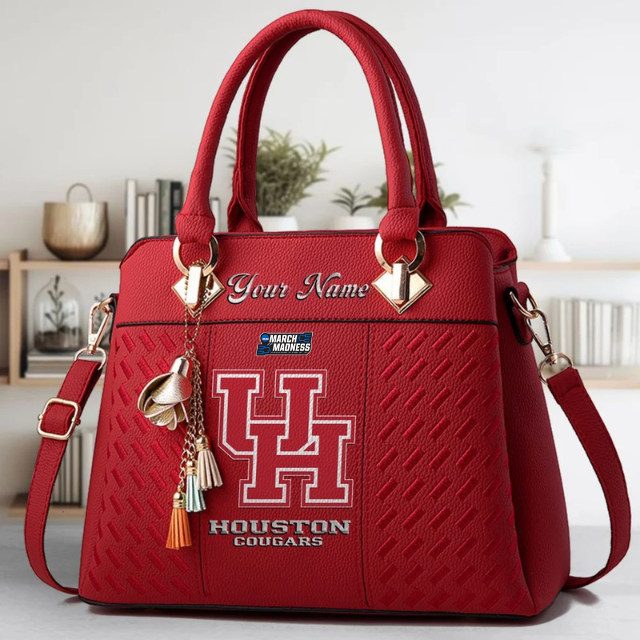 LIMITED EDITION - NEW CUSTOMIZED MAM NCAA26 HOC HO COUGARS ZIP HANDBAG MULTICOLOR