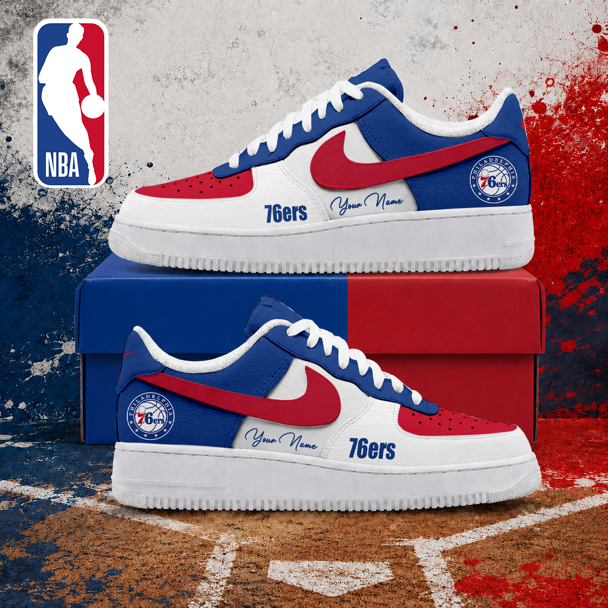 LIMITED EDITION - NEW CUSTOMIZED NBA26 P76 PHILADELPHIA 76ERS AF1 SNEAKERS