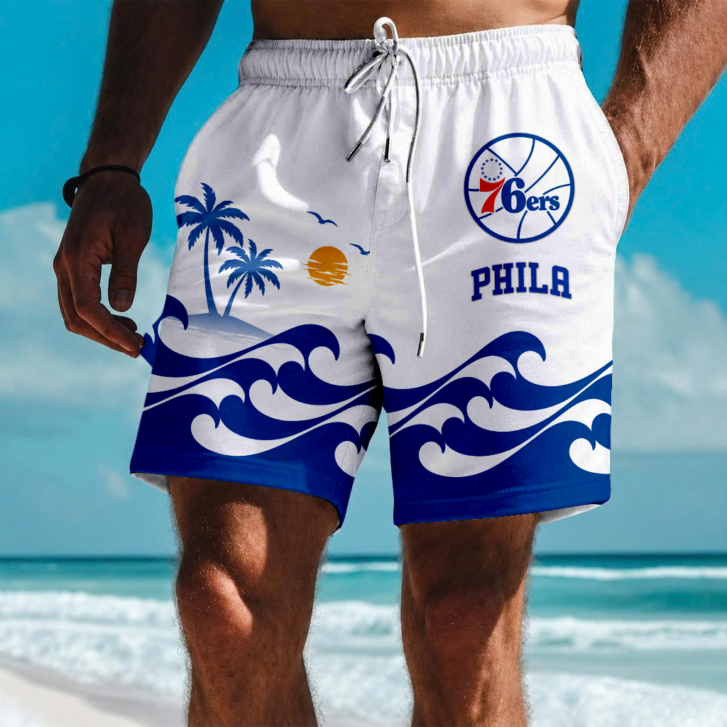 LIMITED EDITION - NEW CUSTOMIZED NBA26 P76 PHILADELPHIA 76ERS SHORT PANTS