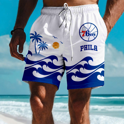 LIMITED EDITION - NEW CUSTOMIZED NBA26 P76 PHILADELPHIA 76ERS SHORT PANTS