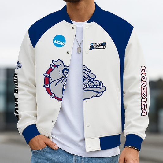 LIMITED EDITION - NEW CUSTOMIZED NCAA MAM27 GOB GONZAGA BULLDOGS BASEBALL JACKET, SATIN VARSITY JACKET
