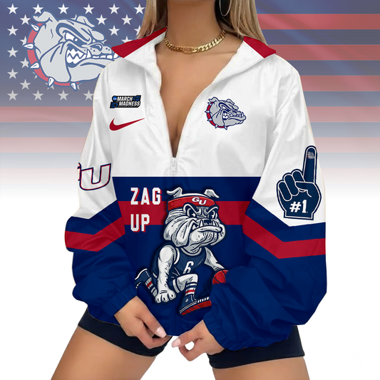 LIMITED EDITION - NEW CUSTOMIZED MAM NCAA27 GOB GO BULLDOGS V-NECK ZIPPER SWEATSHIRT JACKET