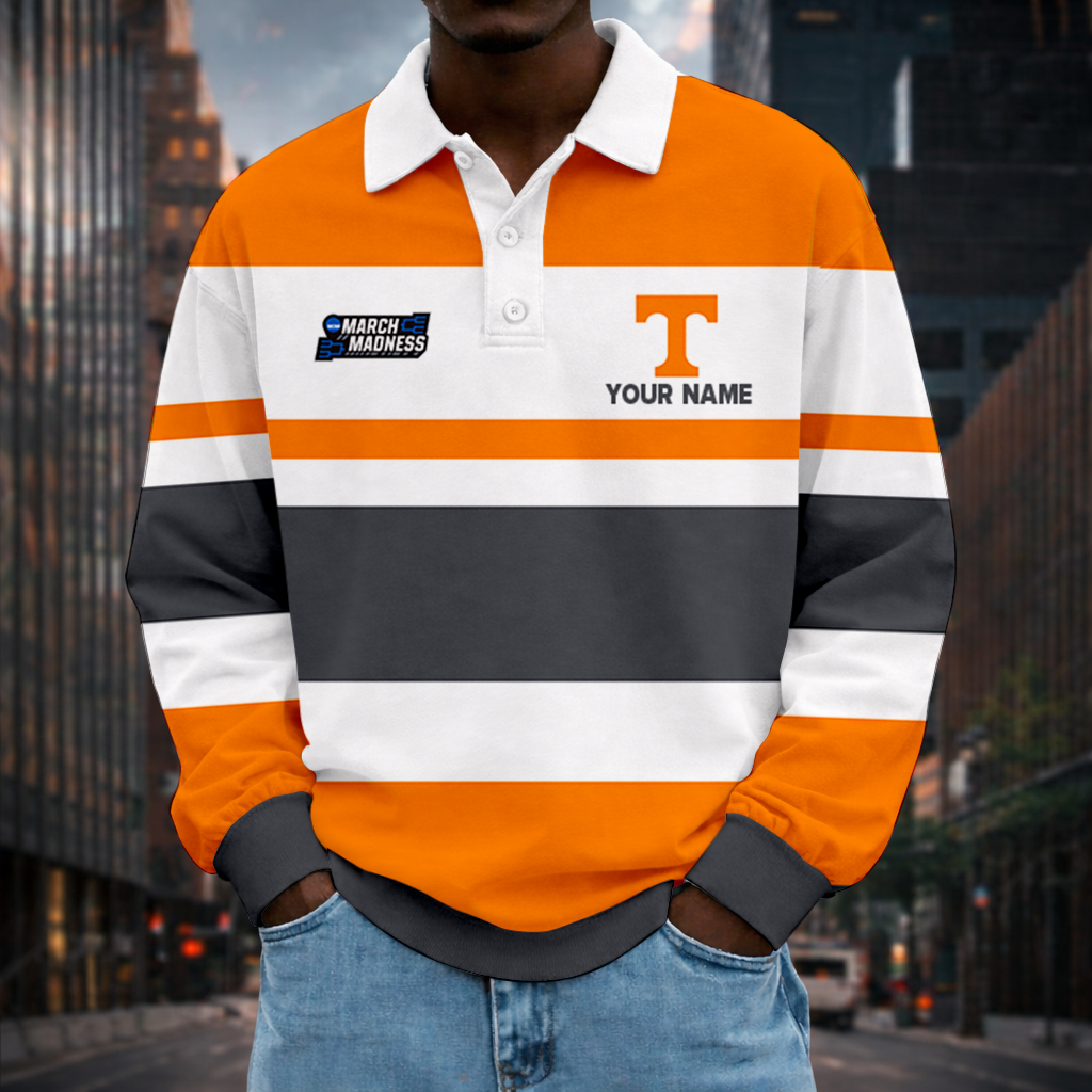 LIMITED EDITION - NEW CUSTOMIZED NCAA MAM28 TNV TENNESSEE VOLUNTEERS UNISEX LONG SLEEVE POLO