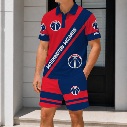 LIMITED EDITION - NEW CUSTOMIZED NBA028 WWI WASHINGTON WIZARDS POLO SHIRT & SHORT PANTS SET